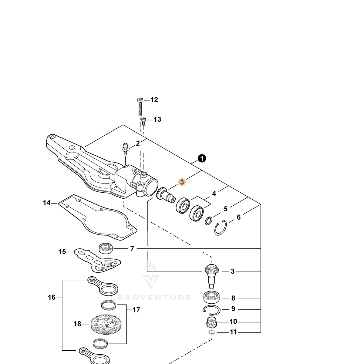ECHO part P021054200 — IPL diagram snippet (6x zoom, amber highlight)