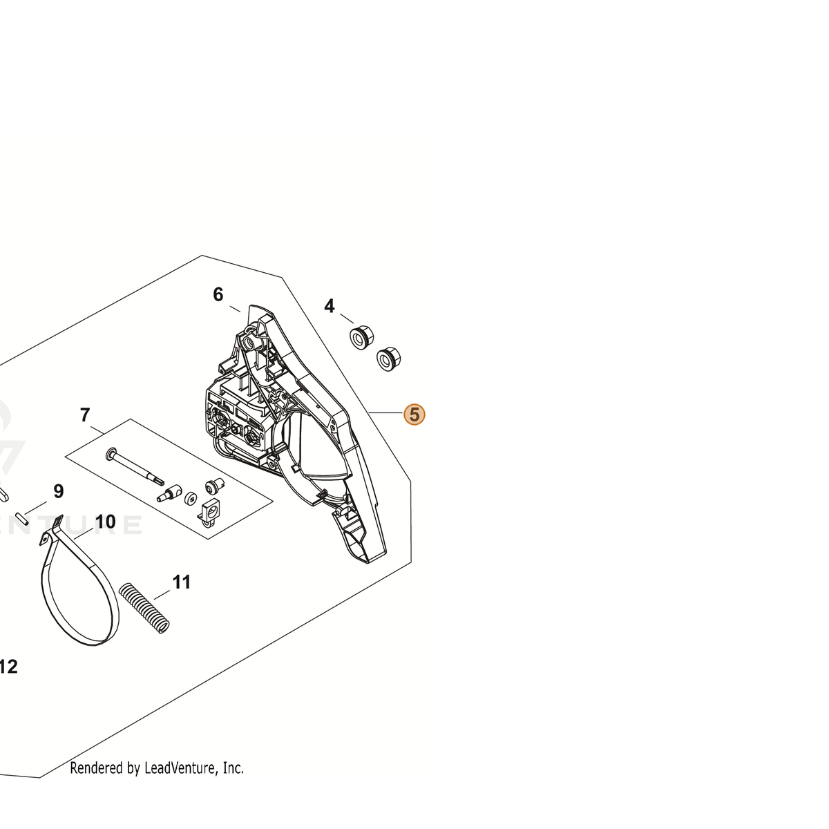 ECHO part P021054230 — IPL diagram snippet (6x zoom, amber highlight)