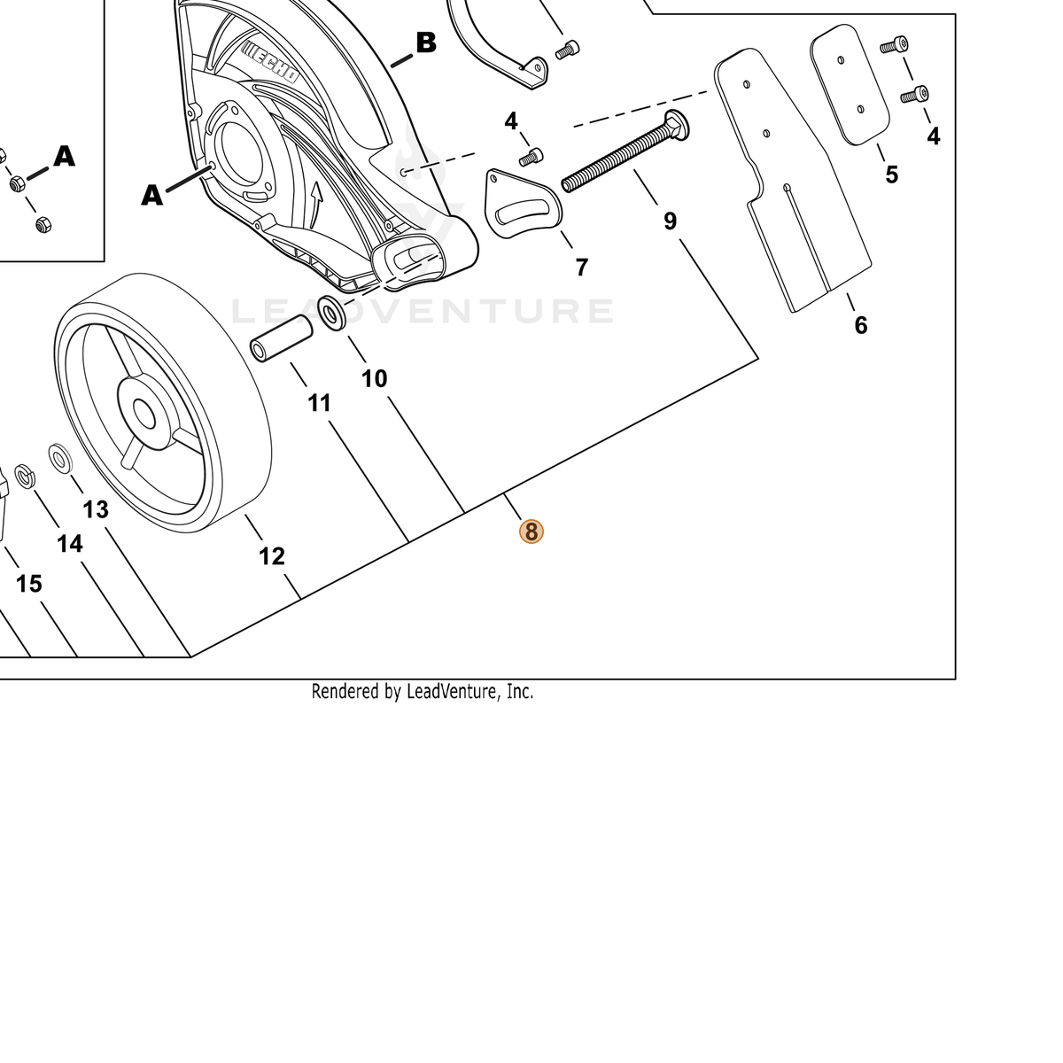 ECHO part P021054320 — IPL diagram snippet (6x zoom, amber highlight)