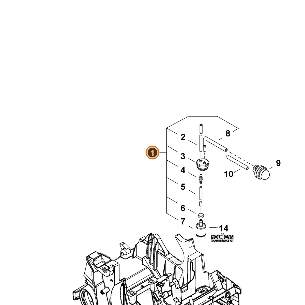 ECHO part P021054400 — IPL diagram snippet (6x zoom, amber highlight)