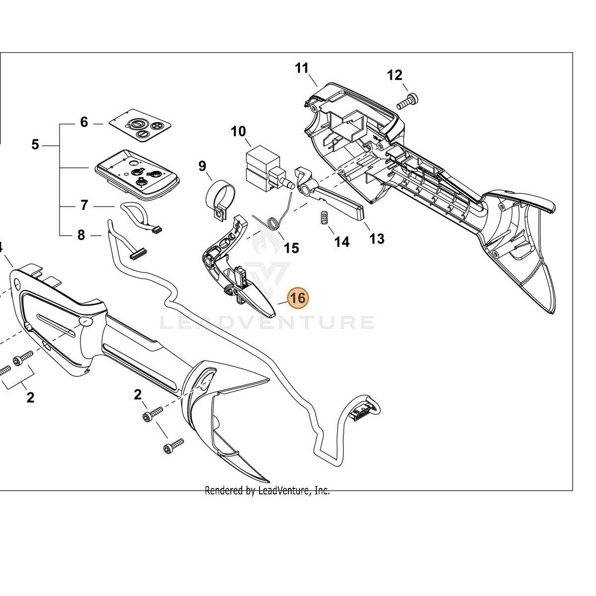 ECHO part P021054480 — IPL diagram snippet (6x zoom, amber highlight)