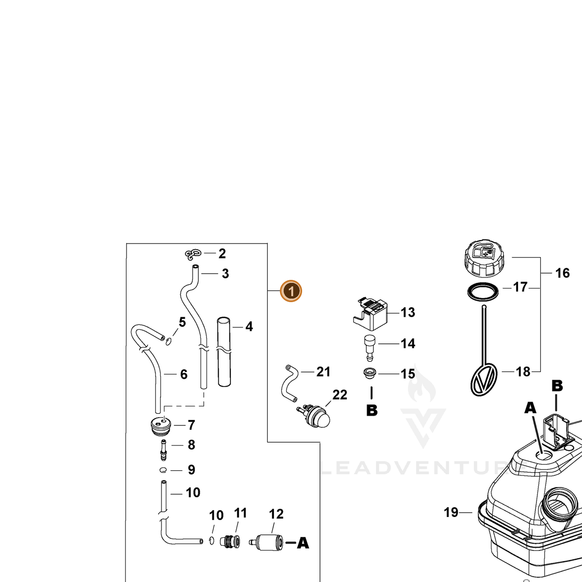 ECHO part P021054590 — IPL diagram snippet (6x zoom, amber highlight)