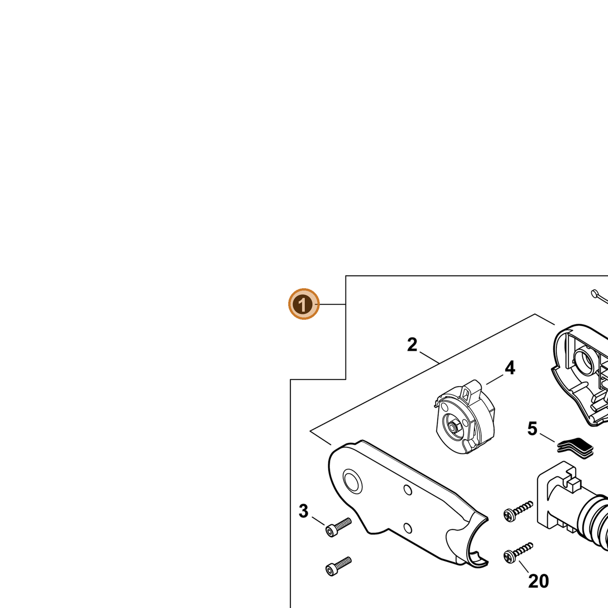 Echo part P021054650 — IPL diagram snippet (6x zoom, amber highlight)