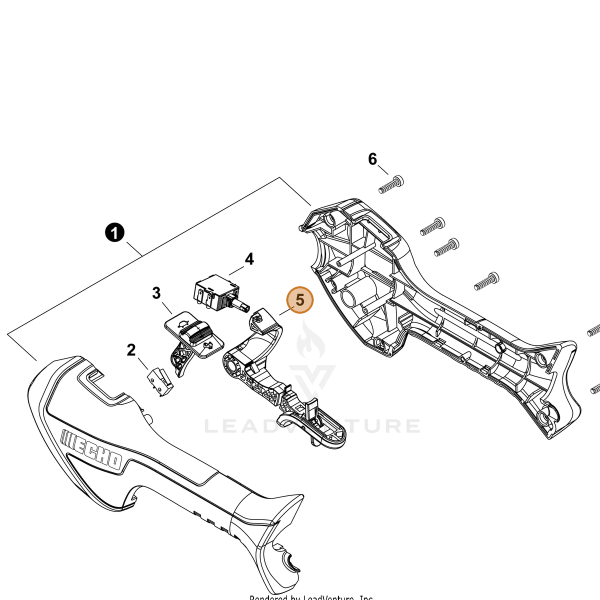 ECHO part P021054690 — IPL diagram snippet (6x zoom, amber highlight)