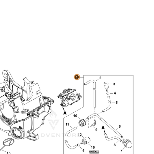 Echo part P021054760 — IPL diagram snippet (6x zoom, amber highlight)