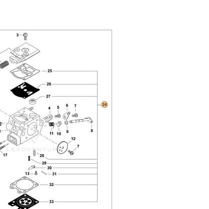 Echo part P021054780 — IPL diagram snippet (6x zoom, amber highlight)