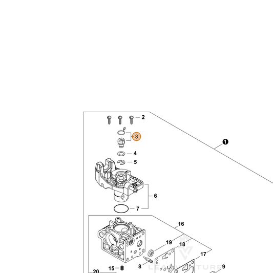 Echo part P021054860 — IPL diagram snippet (6x zoom, amber highlight)
