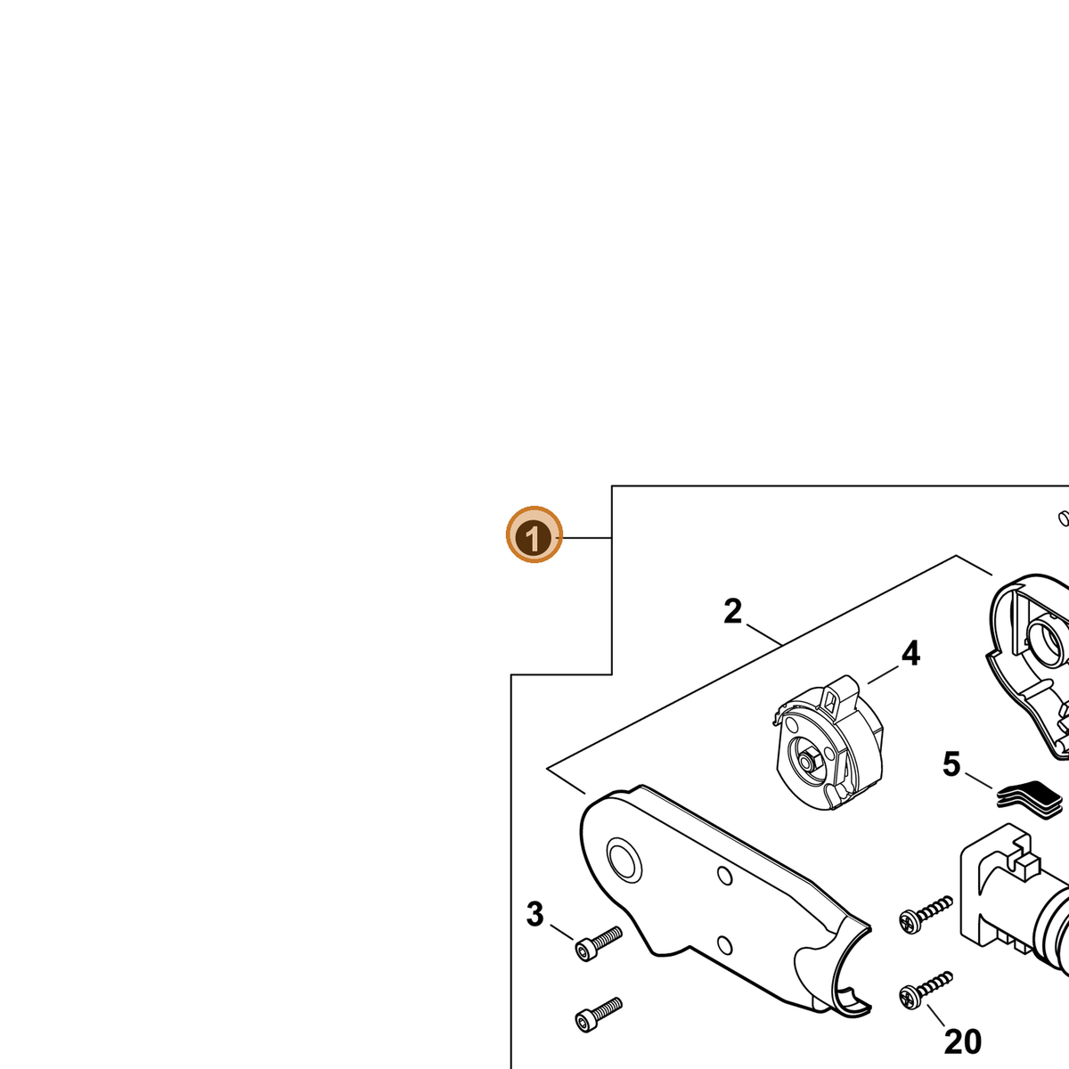 ECHO part P021054870 — IPL diagram snippet (6x zoom, amber highlight)