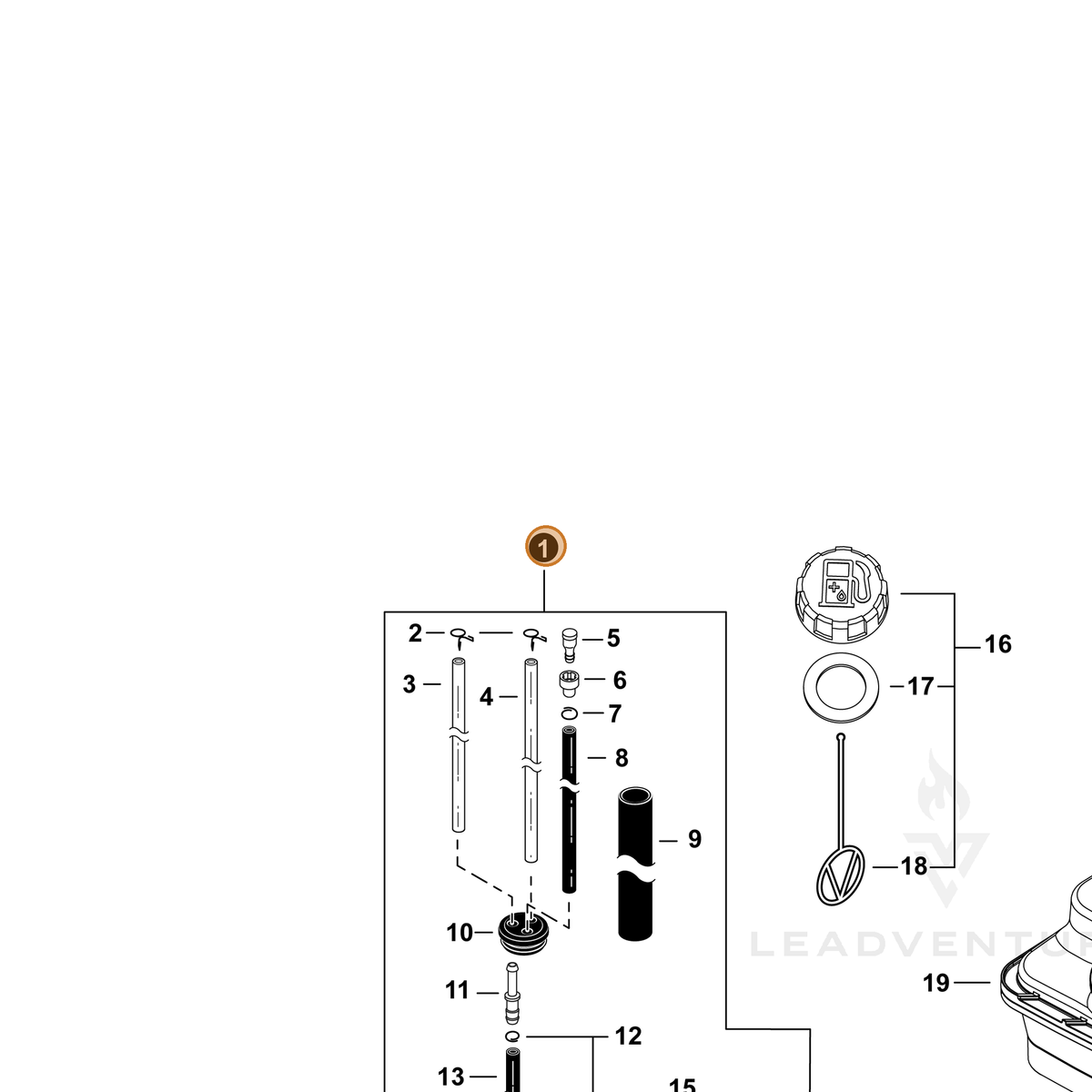 ECHO part P021054900 — IPL diagram snippet (6x zoom, amber highlight)