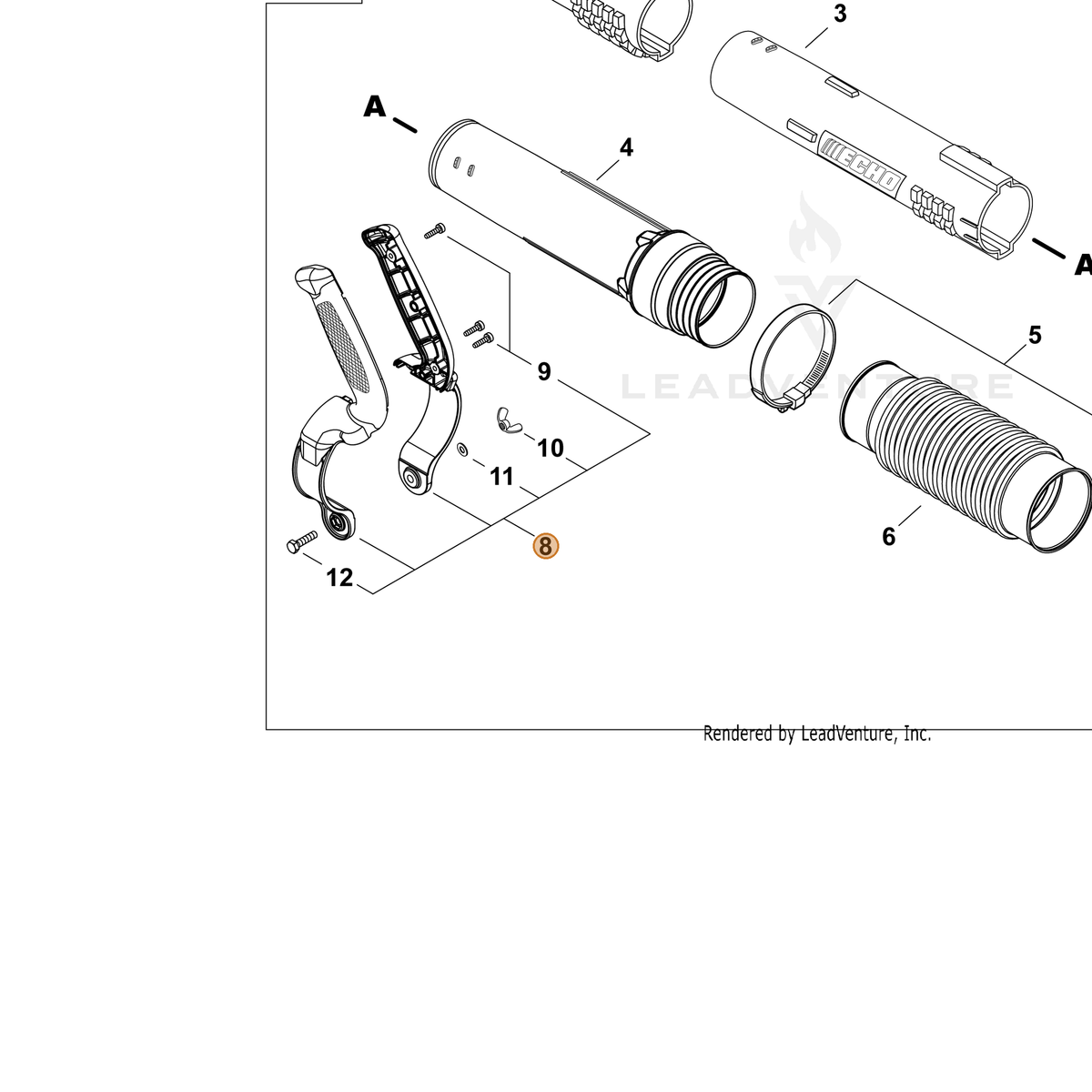 ECHO part P021054920 — IPL diagram snippet (6x zoom, amber highlight)
