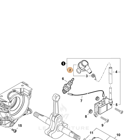 Echo part P021055740 — IPL diagram snippet (6x zoom, amber highlight)