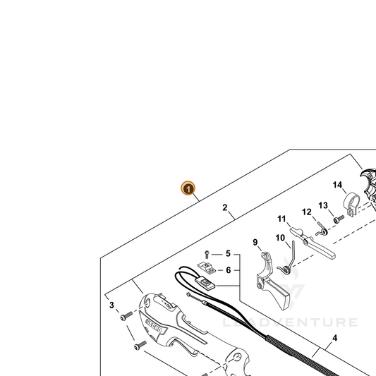 Echo part P021055791 — IPL diagram snippet (6x zoom, amber highlight)