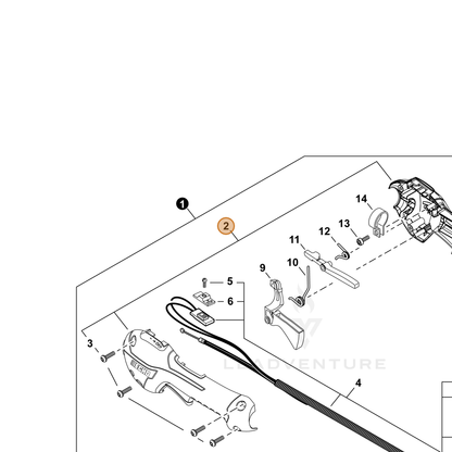 Echo part P021055801 — IPL diagram snippet (6x zoom, amber highlight)