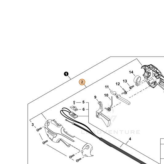 Echo part P021055801 — IPL diagram snippet (6x zoom, amber highlight)