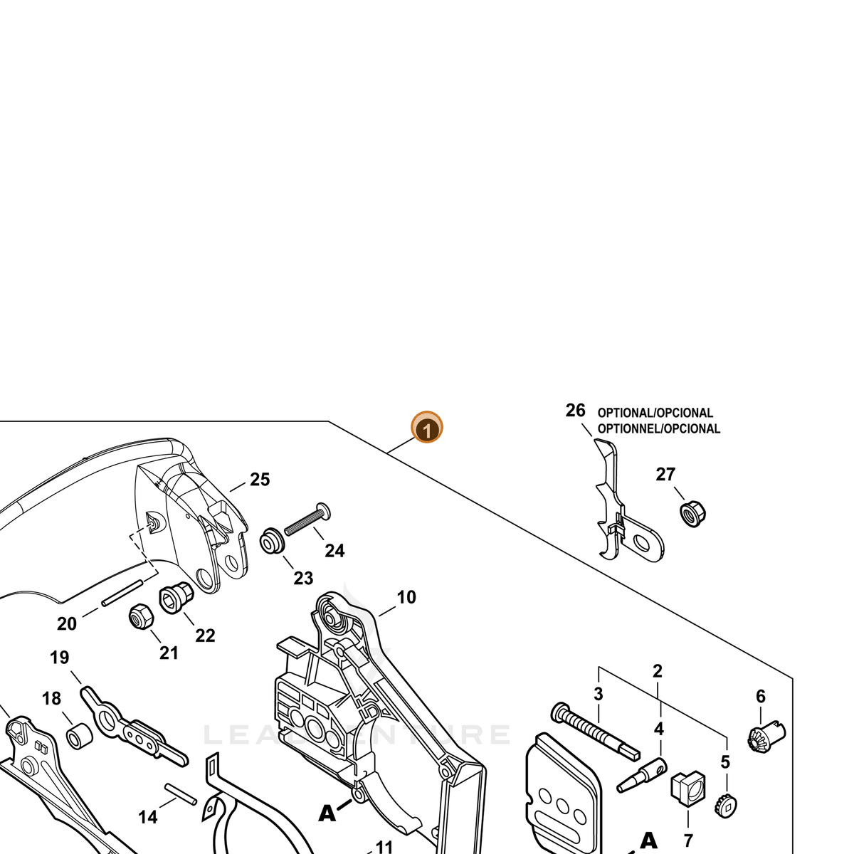Echo part P021056000 — IPL diagram snippet (6x zoom, amber highlight)