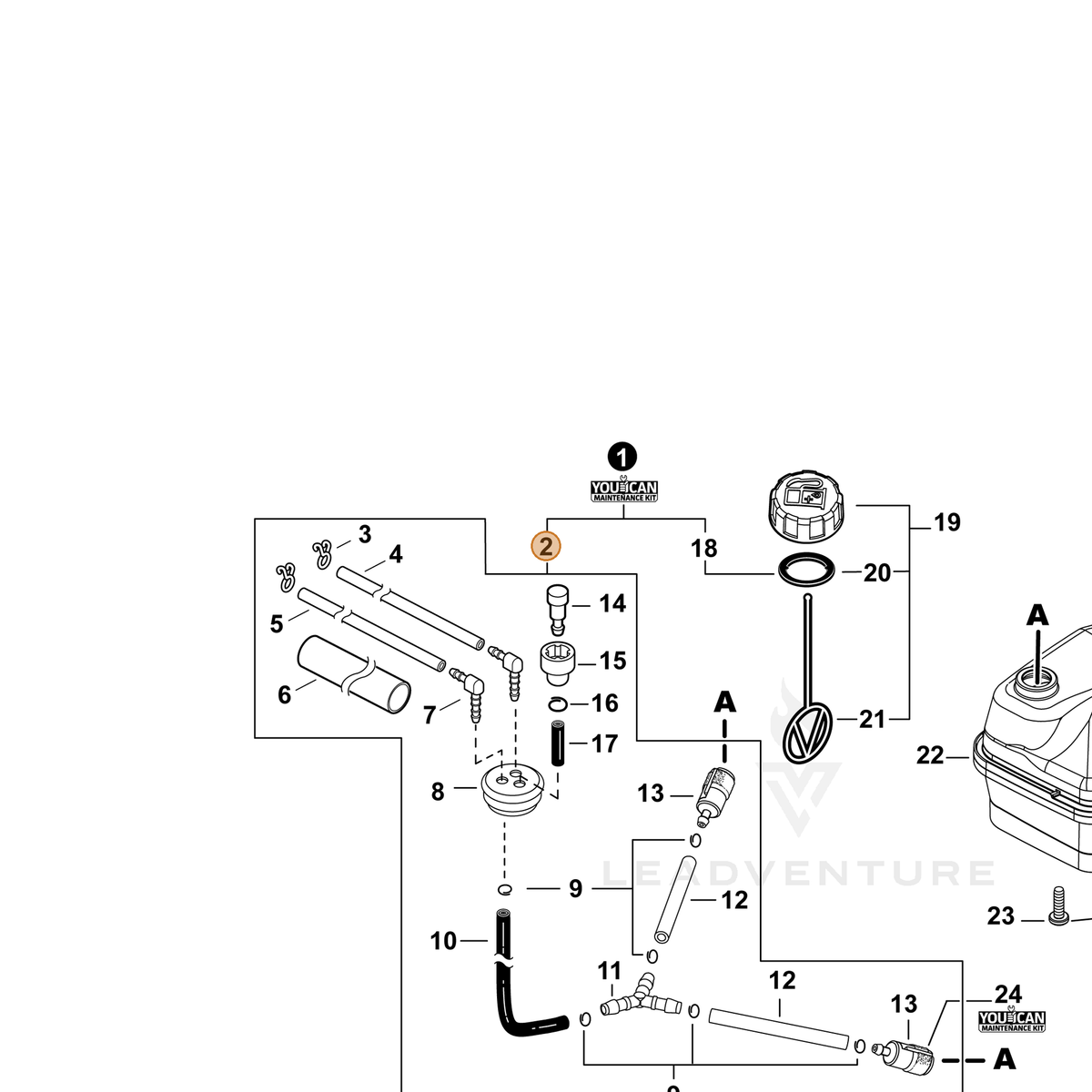 Echo part P021056050 — IPL diagram snippet (6x zoom, amber highlight)