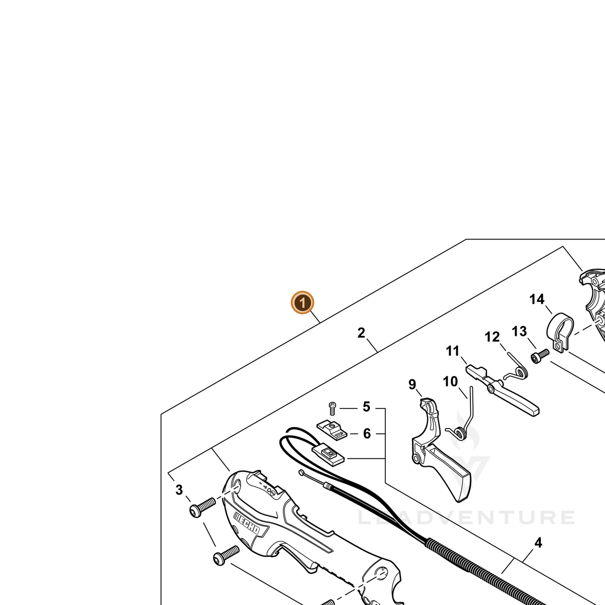 Echo part P021056110 — IPL diagram snippet (6x zoom, amber highlight)