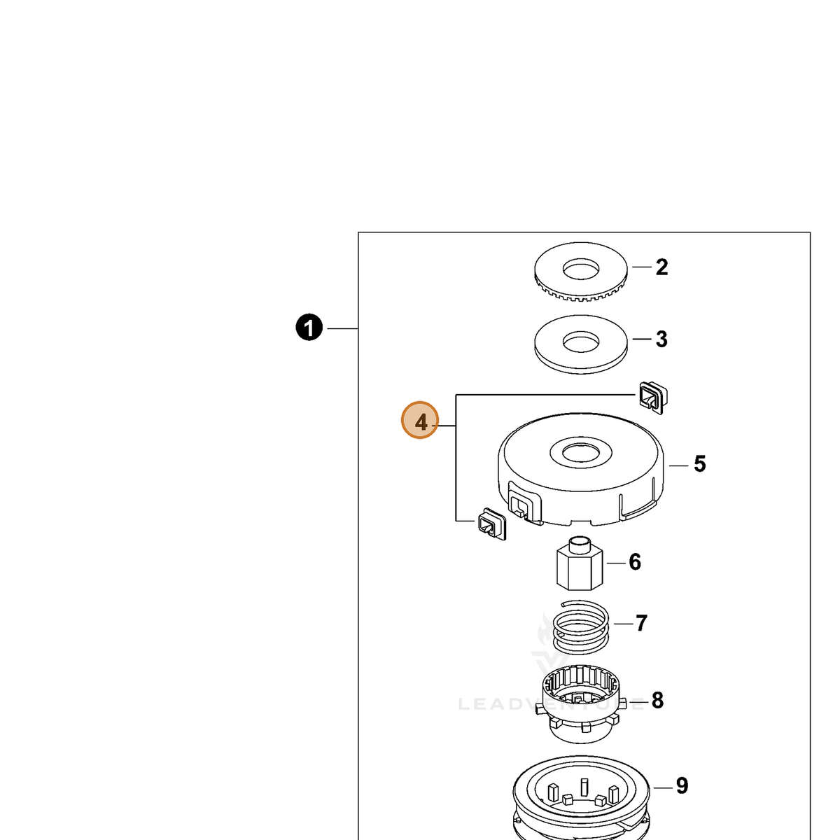 ECHO part P022000710 — IPL diagram snippet (6x zoom, amber highlight)