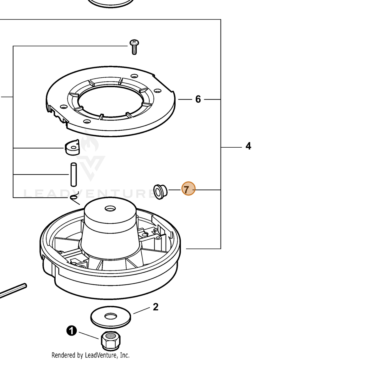ECHO part P022001080 — IPL diagram snippet (6x zoom, amber highlight)