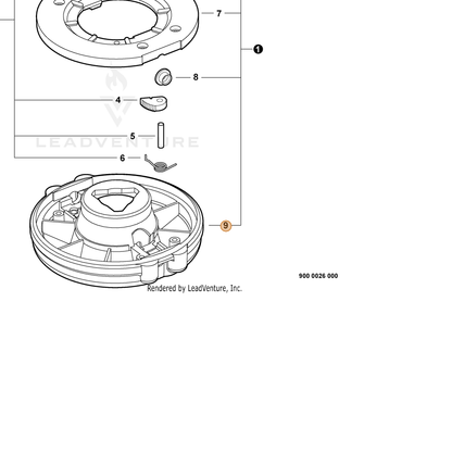 ECHO part P022001140 — IPL diagram snippet (6x zoom, amber highlight)