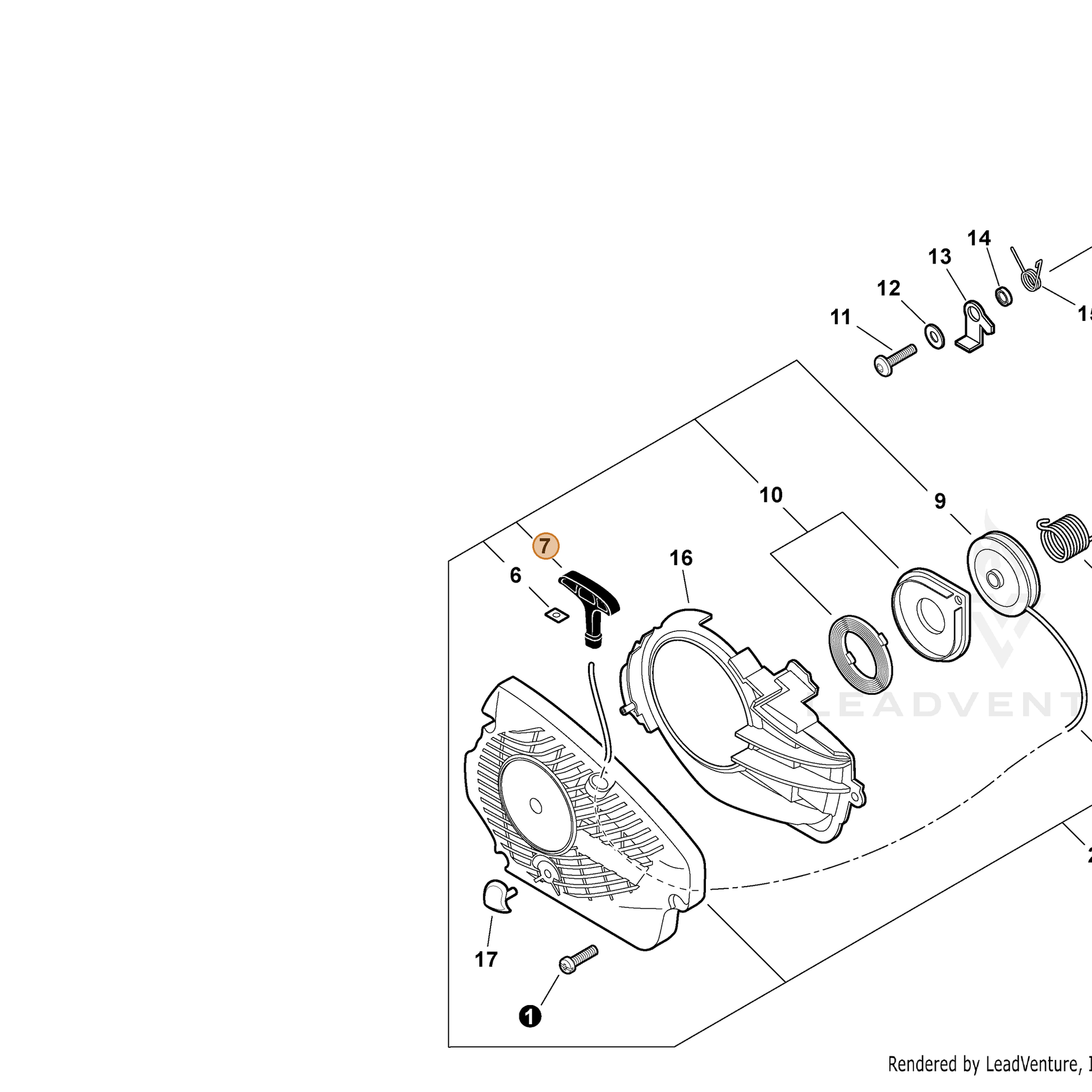 ECHO part P022001320 — IPL diagram snippet (6x zoom, amber highlight)