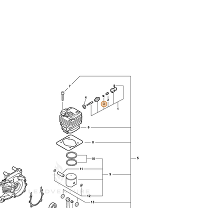 ECHO part P022002110 — IPL diagram snippet (6x zoom, amber highlight)