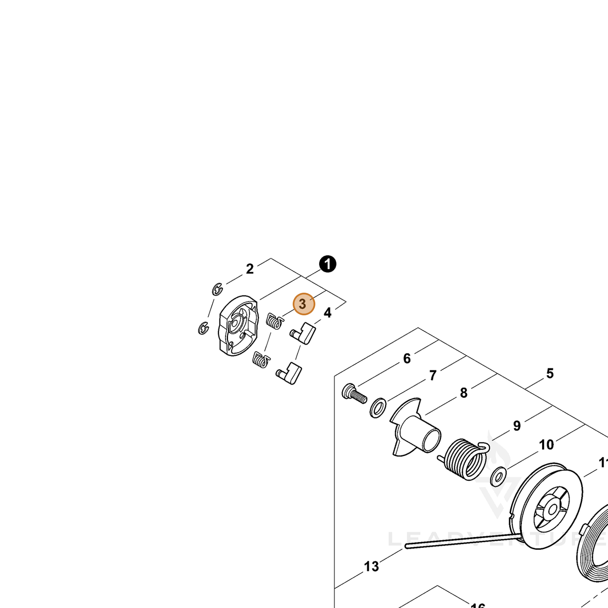 ECHO part P022003130 — IPL diagram snippet (6x zoom, amber highlight)