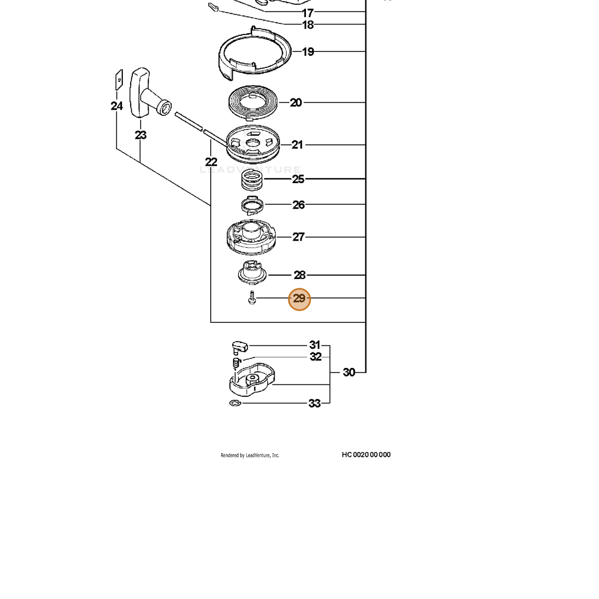 ECHO part P022004630 — IPL diagram snippet (6x zoom, amber highlight)