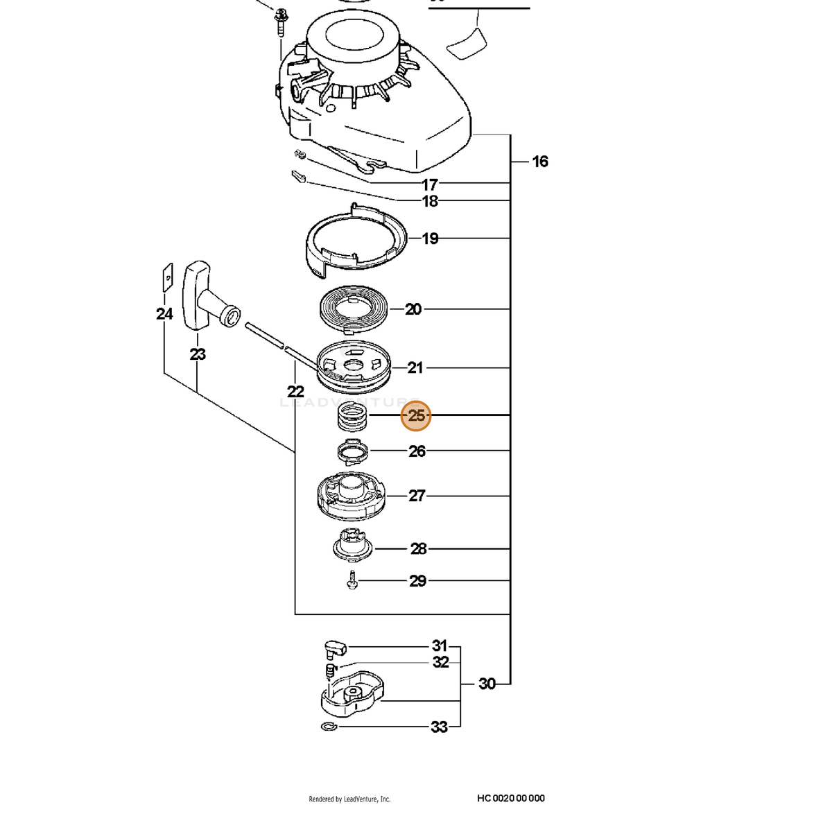 ECHO part P022004660 — IPL diagram snippet (6x zoom, amber highlight)