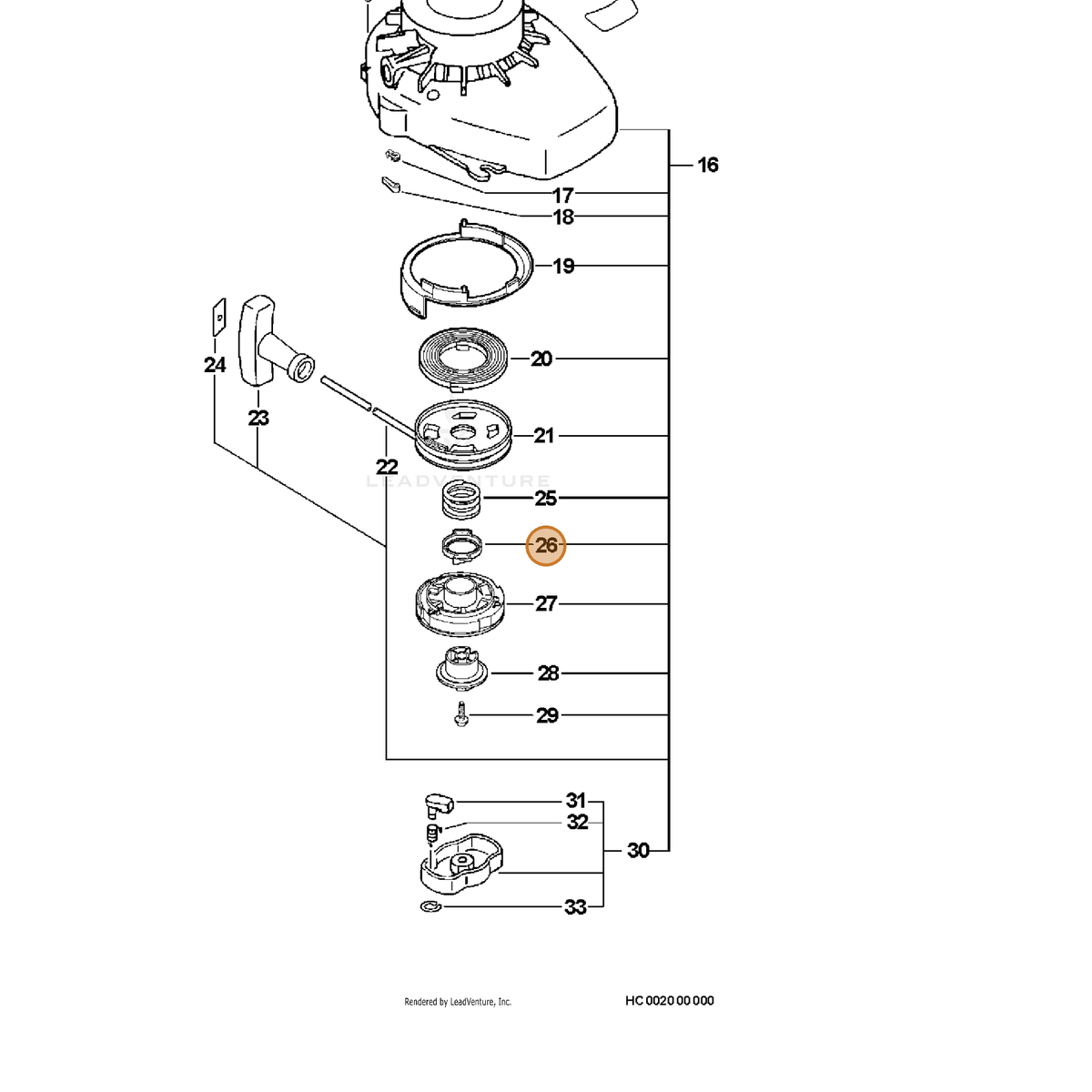 ECHO part P022004670 — IPL diagram snippet (6x zoom, amber highlight)
