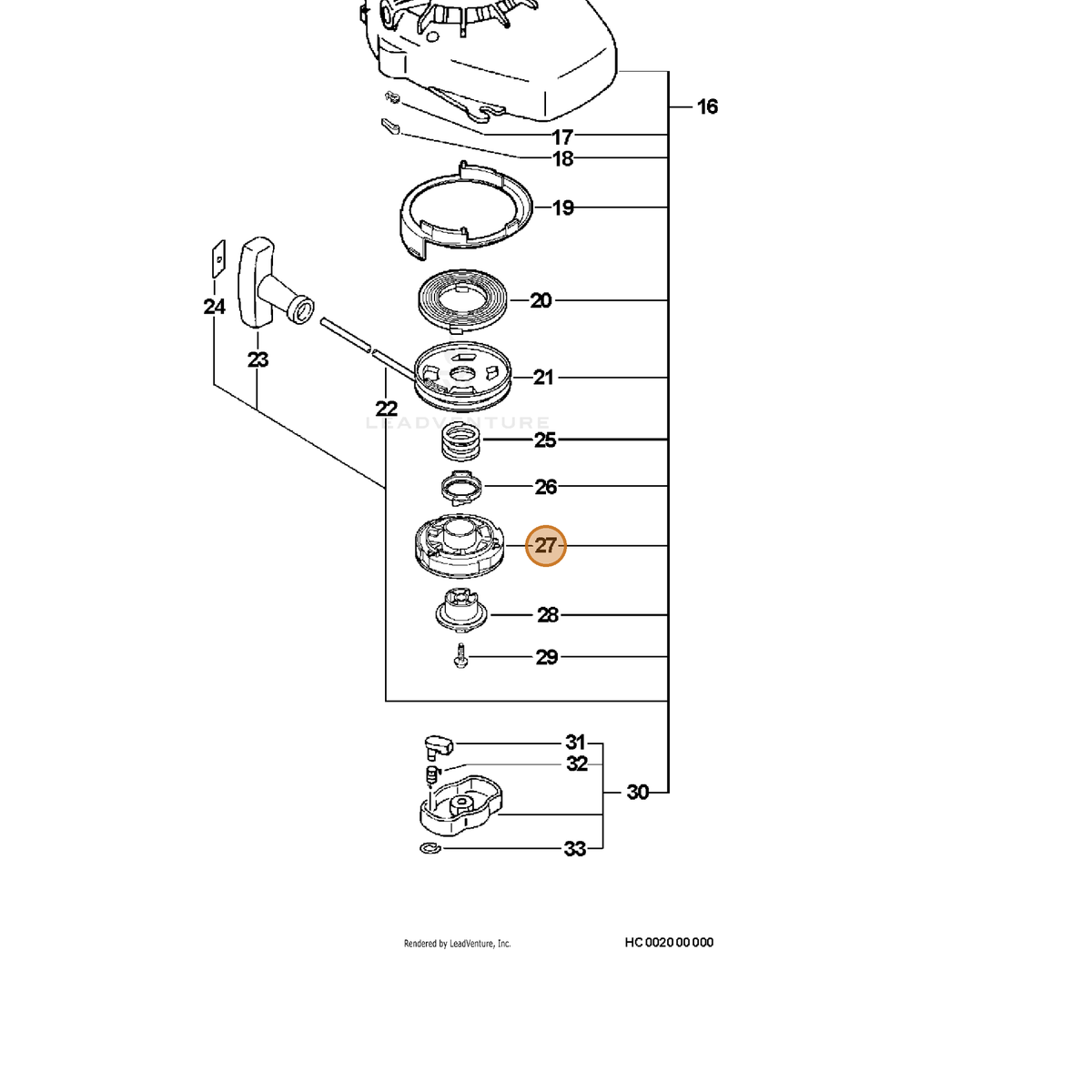 ECHO part P022004700 — IPL diagram snippet (6x zoom, amber highlight)