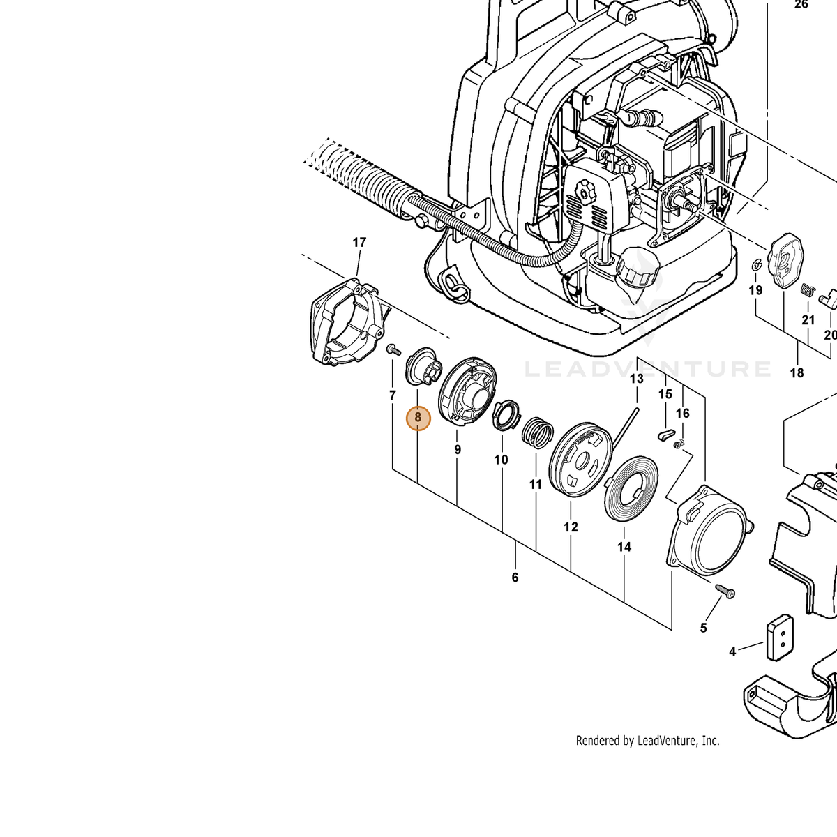 ECHO part P022004710 — IPL diagram snippet (6x zoom, amber highlight)