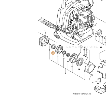 ECHO part P022004710 — IPL diagram snippet (6x zoom, amber highlight)