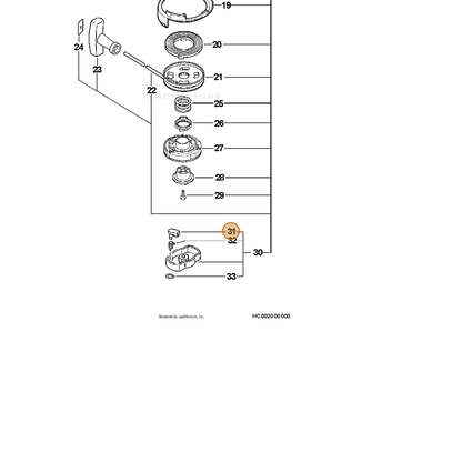 ECHO part P022004740 — IPL diagram snippet (6x zoom, amber highlight)