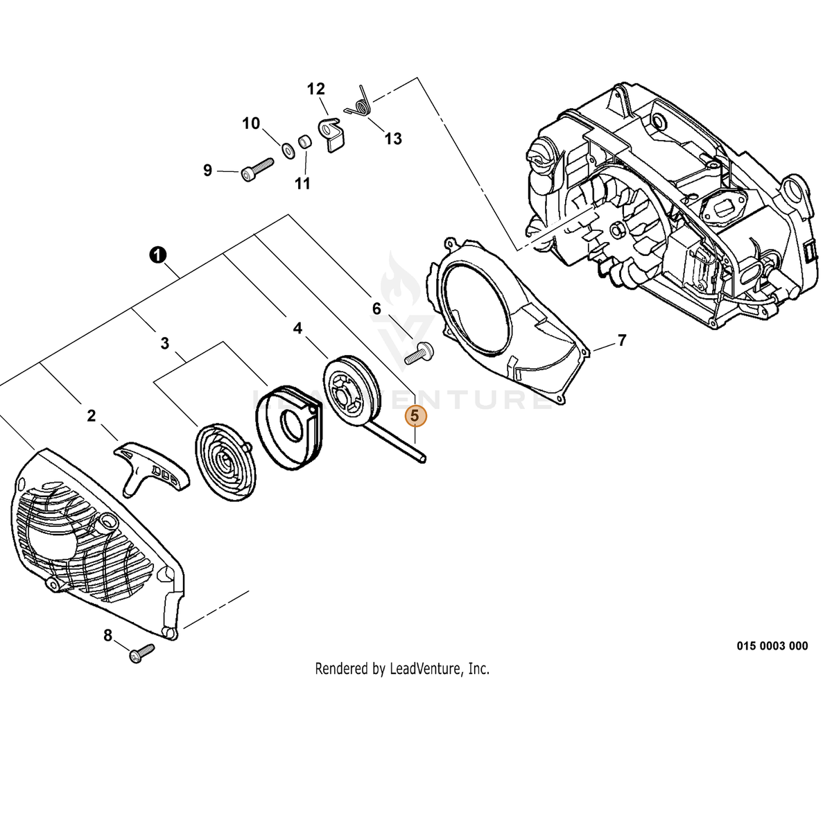 ECHO part P022005900 — IPL diagram snippet (6x zoom, amber highlight)