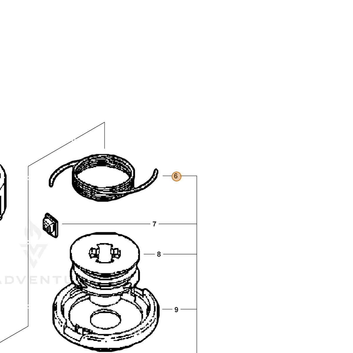 ECHO part P022006190 — IPL diagram snippet (6x zoom, amber highlight)