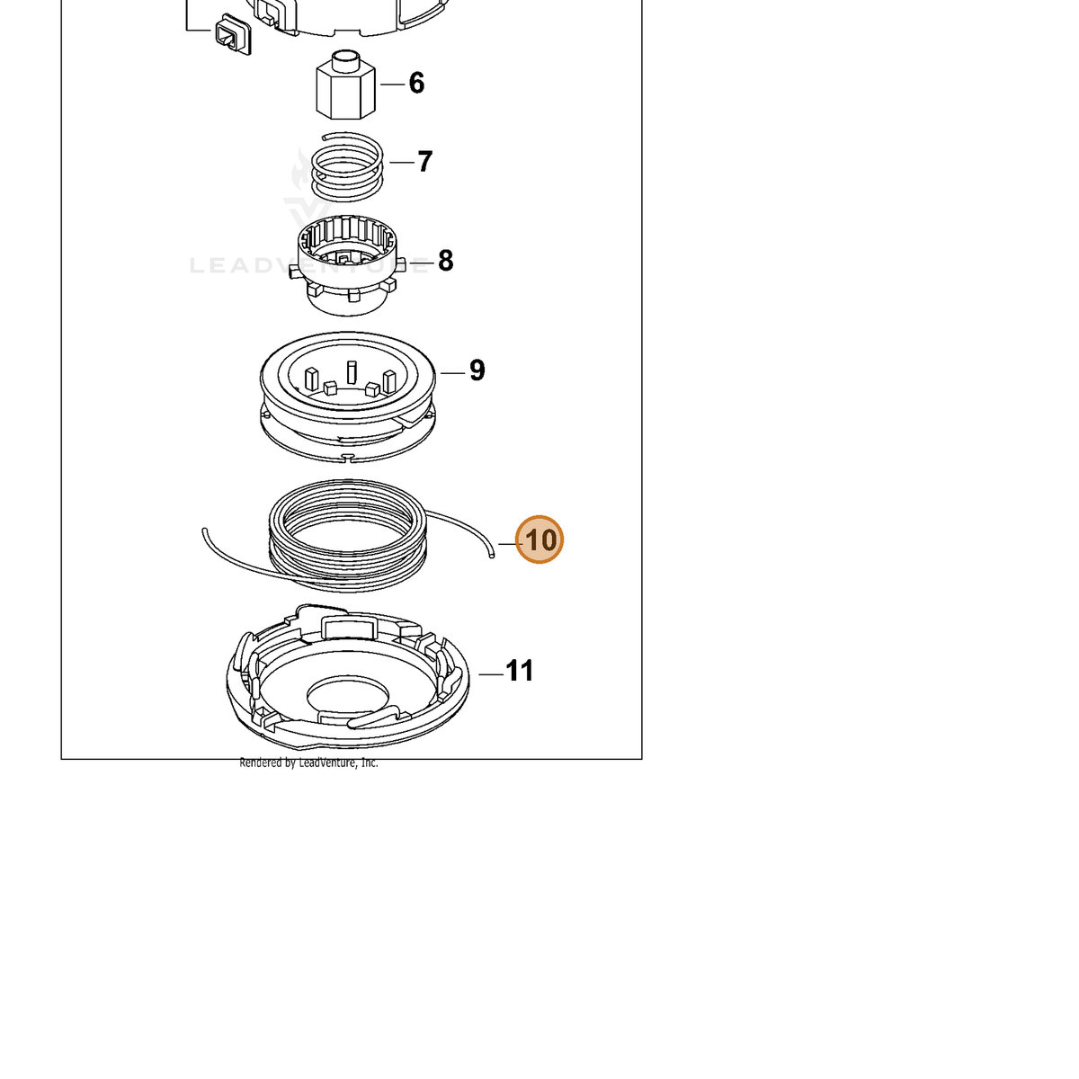 ECHO part P022006200 — IPL diagram snippet (6x zoom, amber highlight)