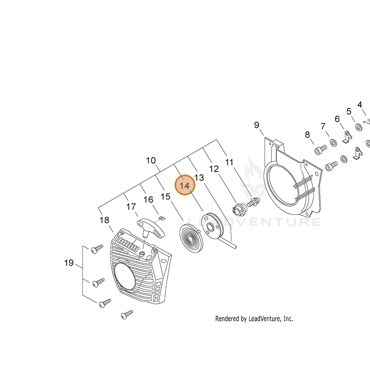 ECHO part P022006240 — IPL diagram snippet (6x zoom, amber highlight)