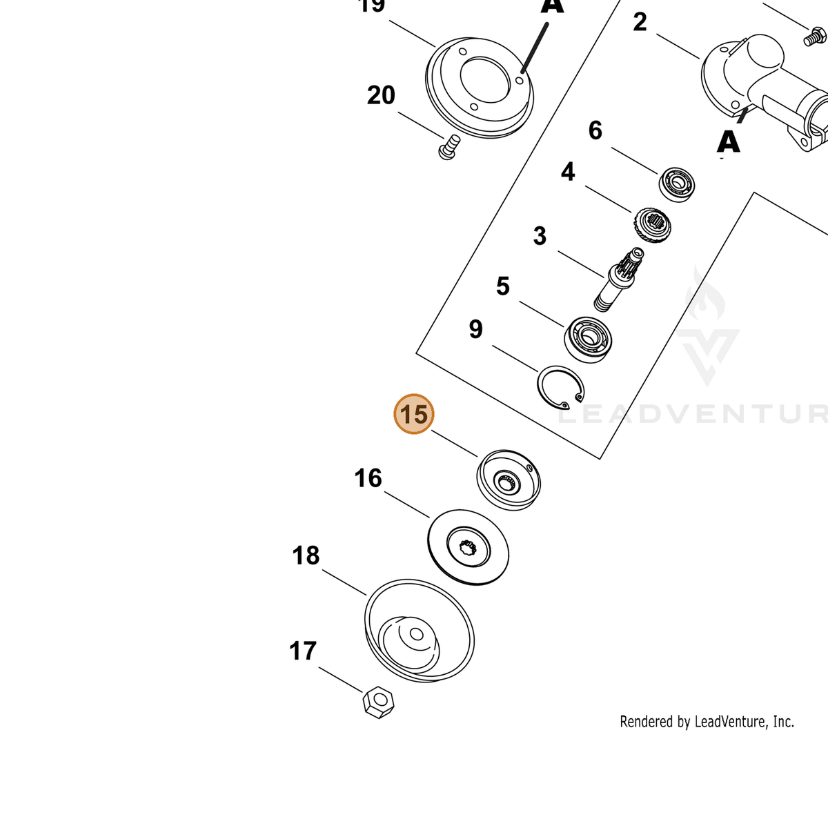 ECHO part P022006290 — IPL diagram snippet (6x zoom, amber highlight)