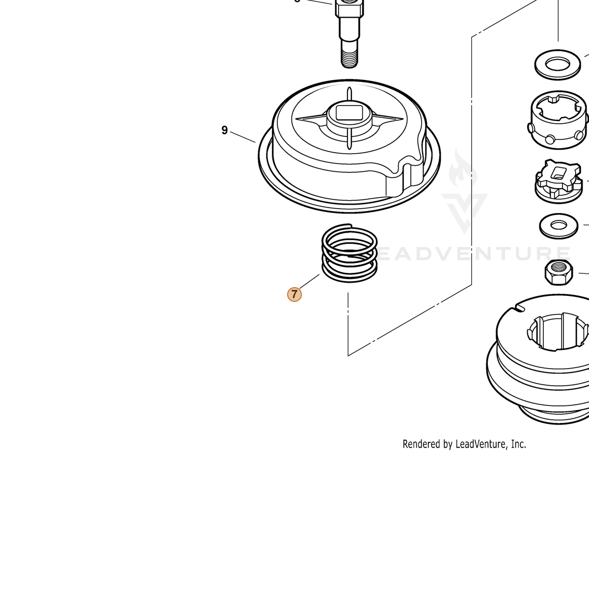 ECHO part P022006710 — IPL diagram snippet (6x zoom, amber highlight)