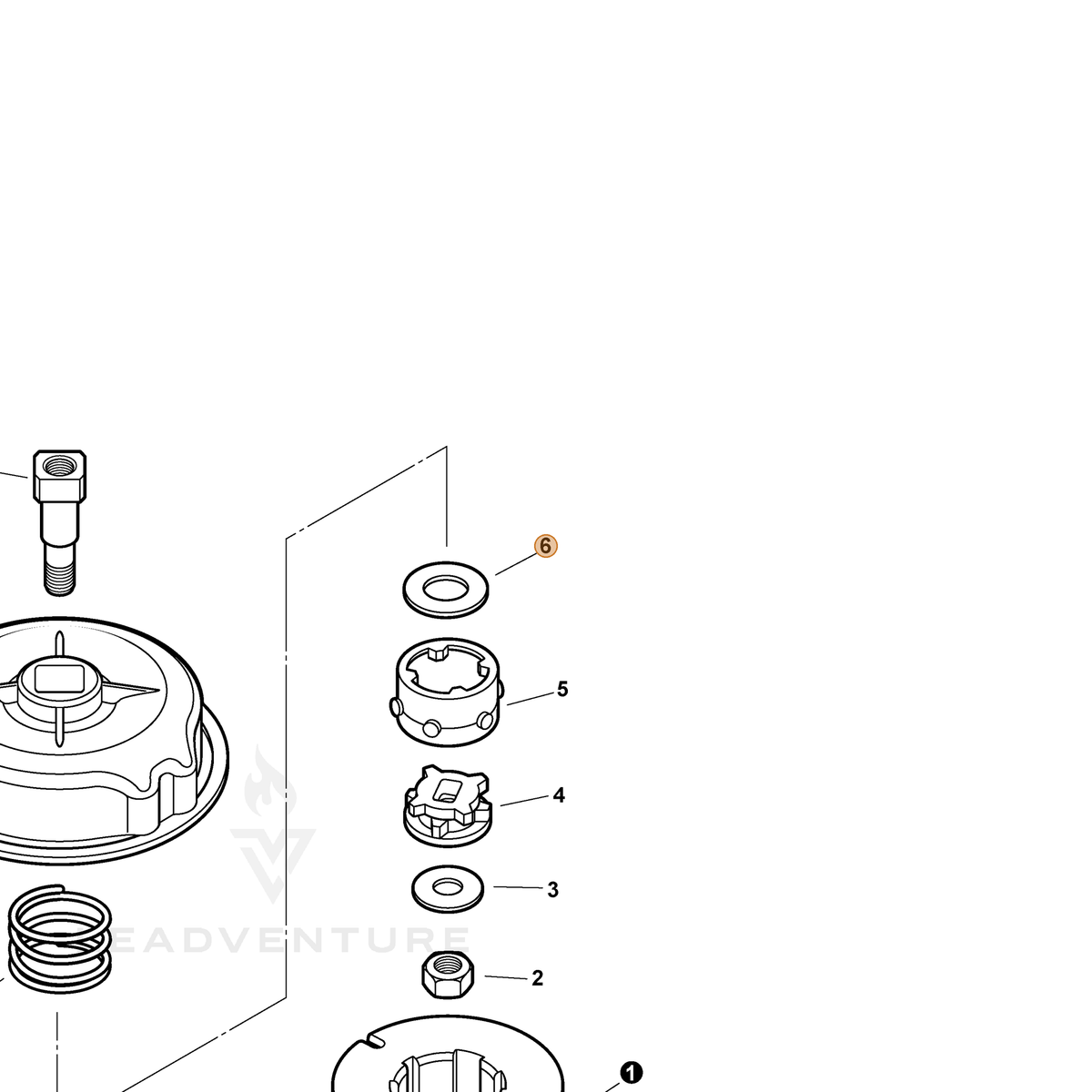 ECHO part P022006720 — IPL diagram snippet (6x zoom, amber highlight)