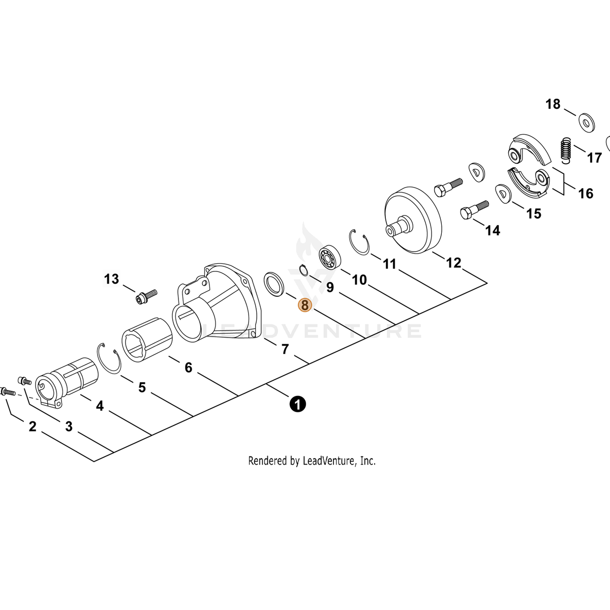 ECHO part P022006880 — IPL diagram snippet (6x zoom, amber highlight)