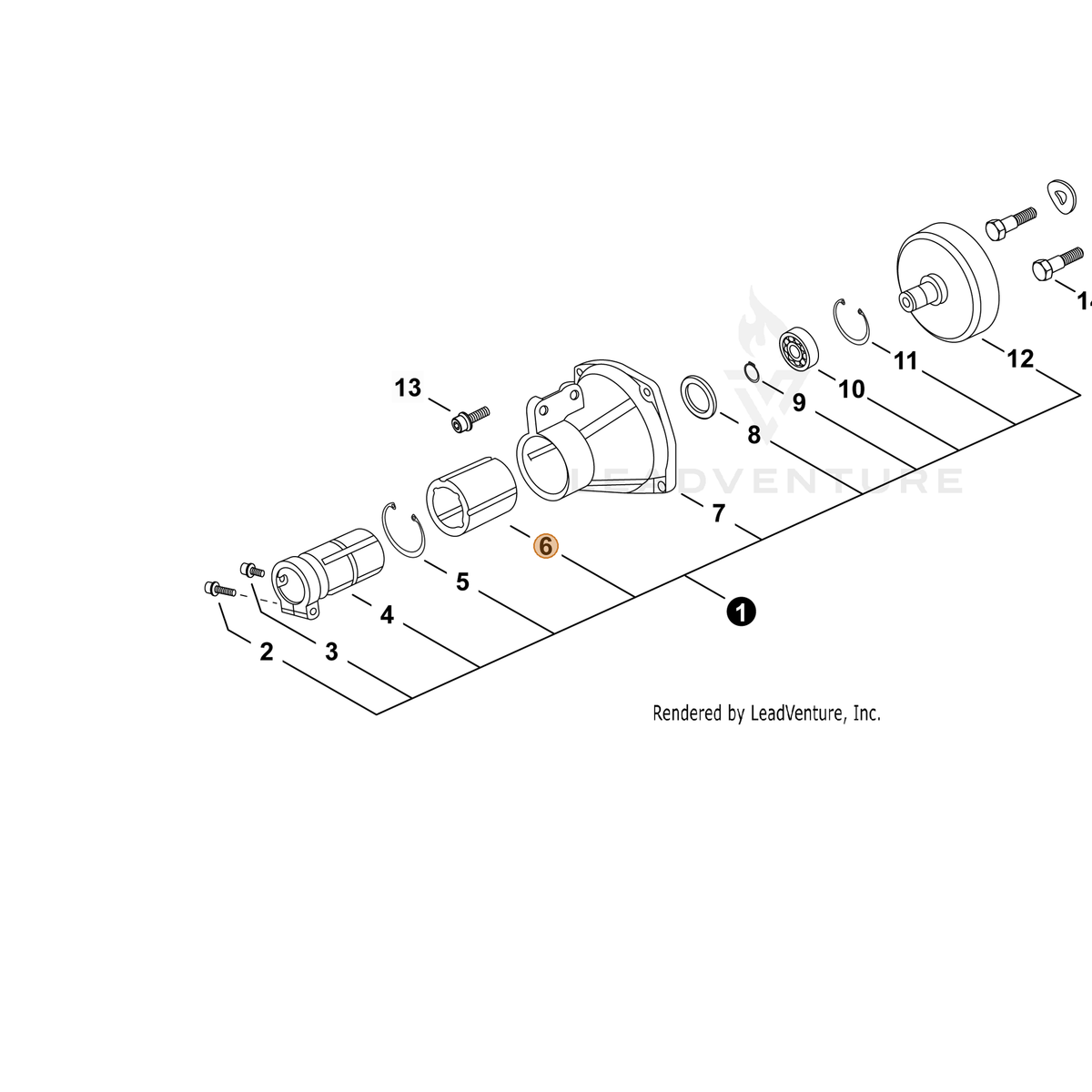 ECHO part P022006940 — IPL diagram snippet (6x zoom, amber highlight)