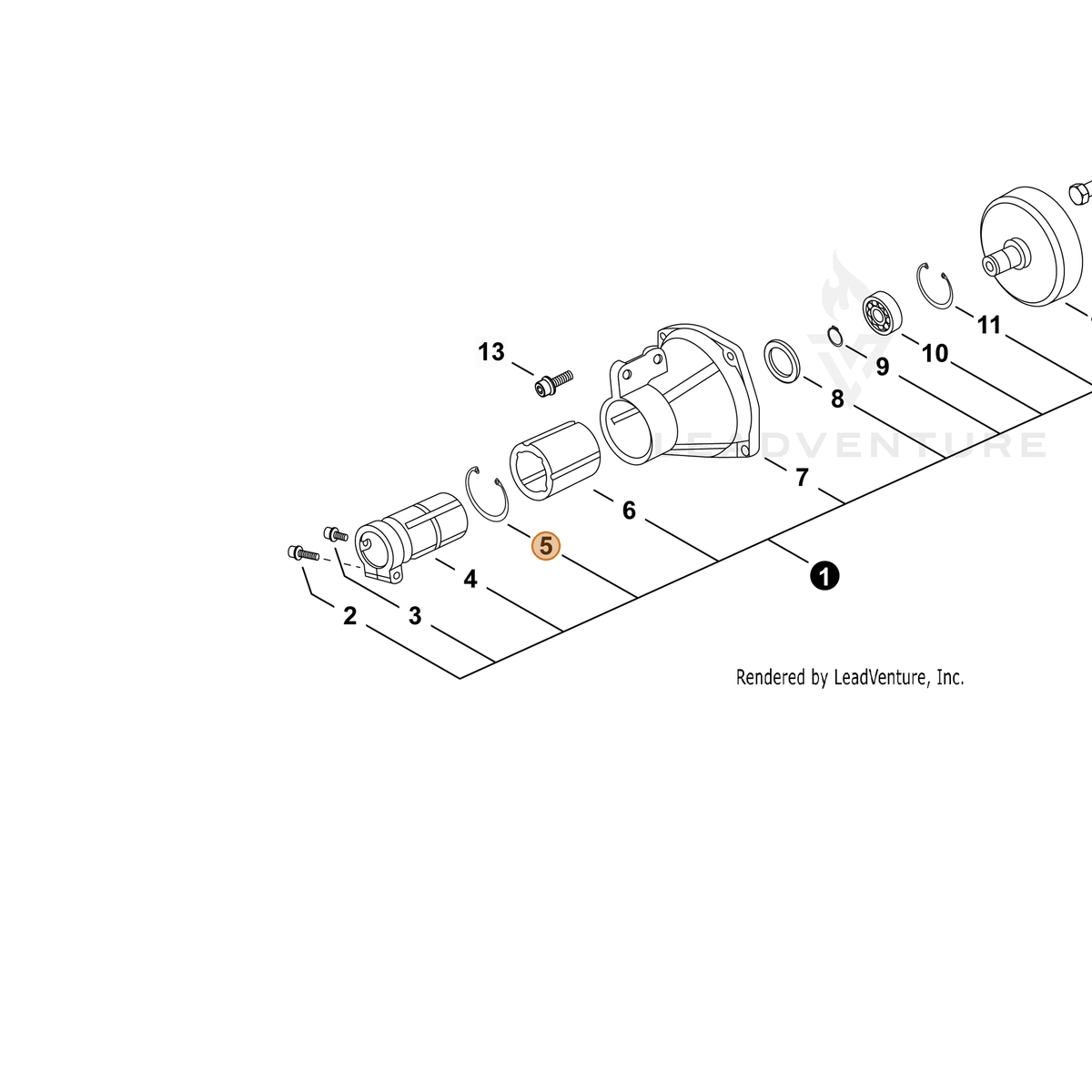 ECHO part P022006950 — IPL diagram snippet (6x zoom, amber highlight)