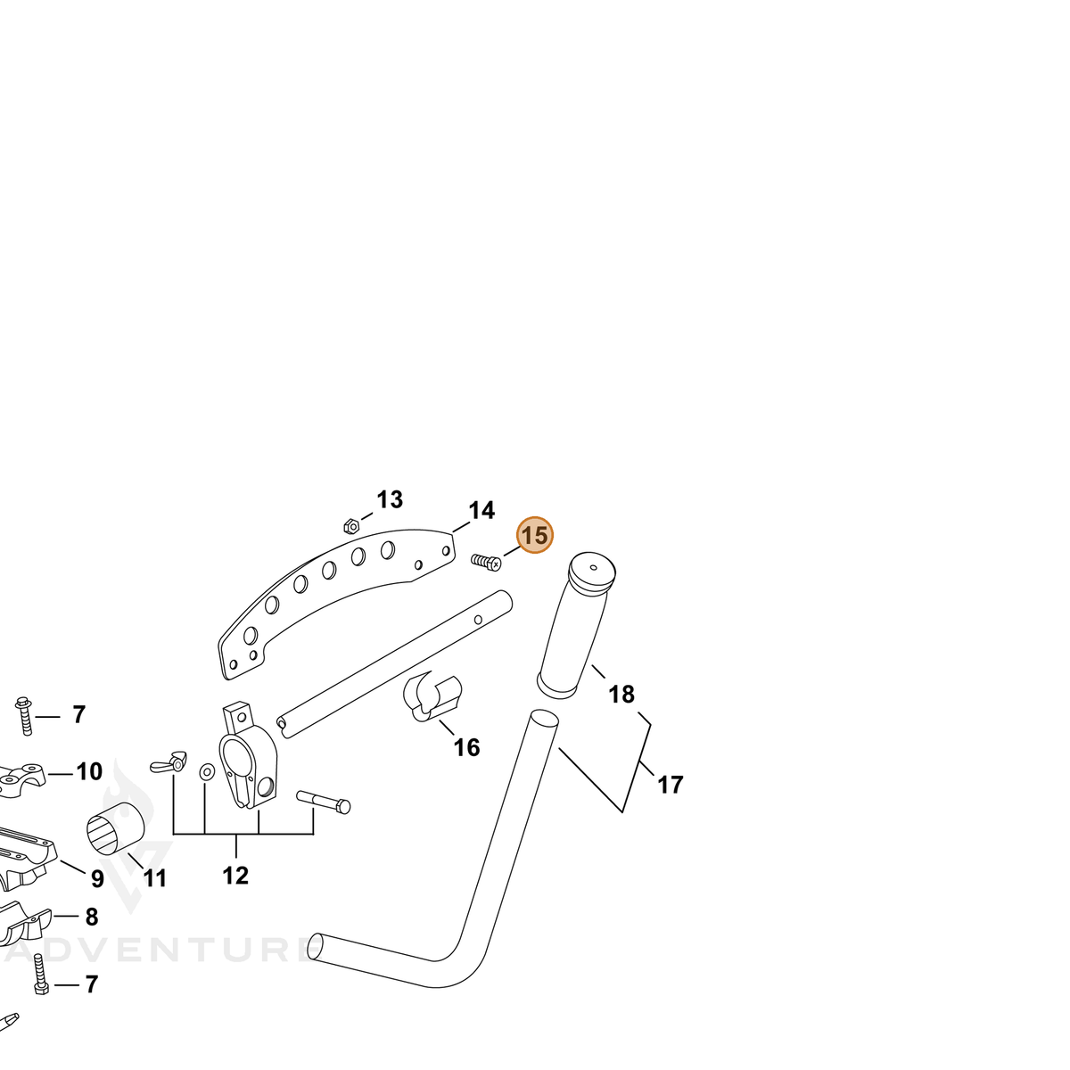 ECHO part P022007000 — IPL diagram snippet (6x zoom, amber highlight)