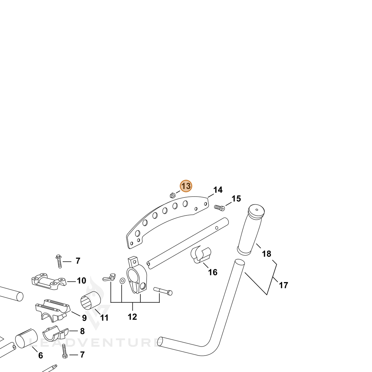 ECHO part P022007010 — IPL diagram snippet (6x zoom, amber highlight)