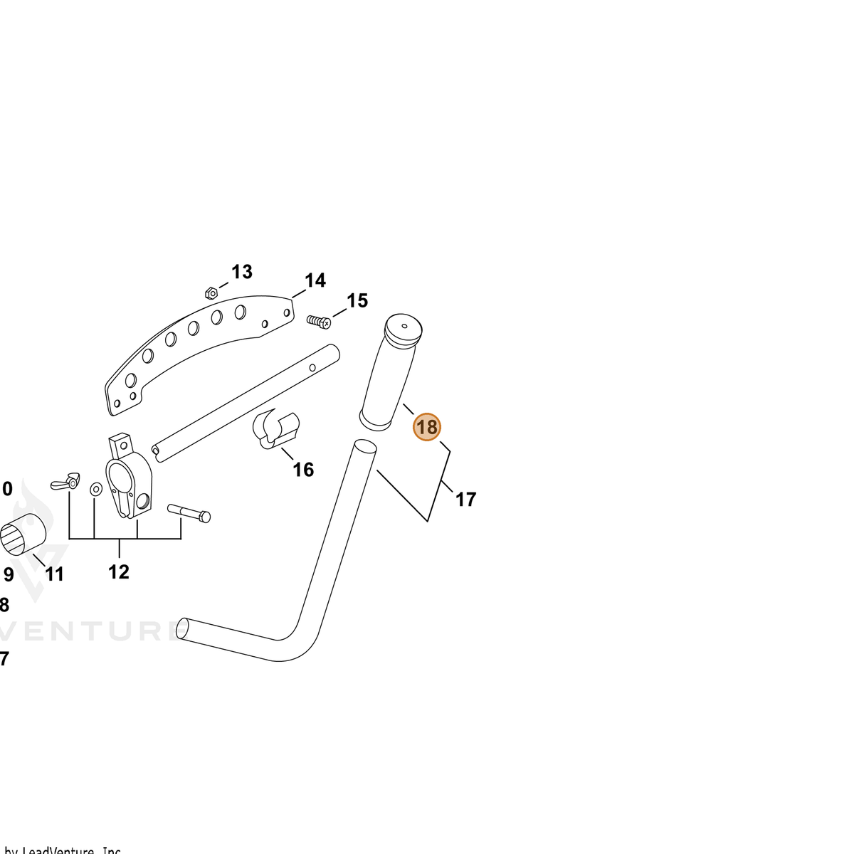 ECHO part P022007140 — IPL diagram snippet (6x zoom, amber highlight)