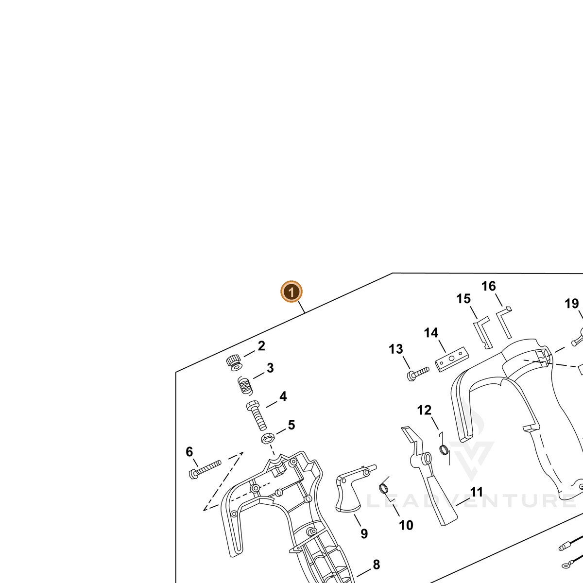 ECHO part P022007230 — IPL diagram snippet (6x zoom, amber highlight)