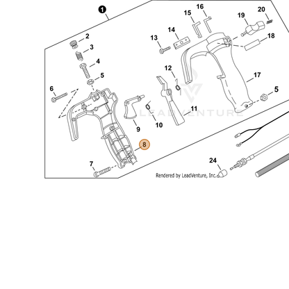 ECHO part P022007240 — IPL diagram snippet (6x zoom, amber highlight)