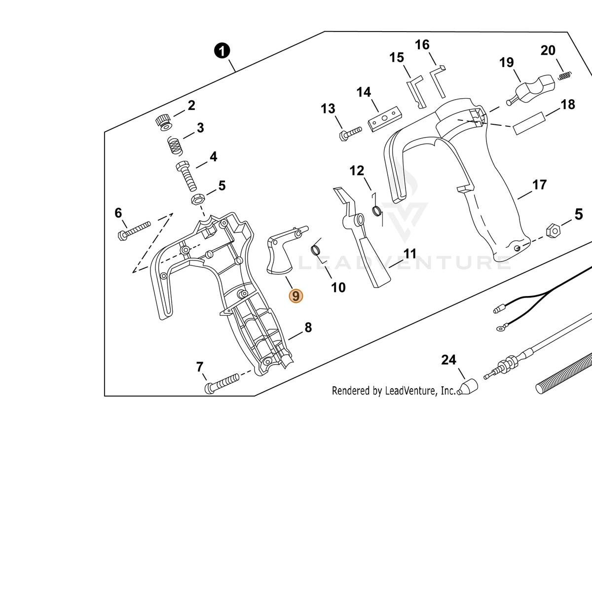ECHO part P022007260 — IPL diagram snippet (6x zoom, amber highlight)
